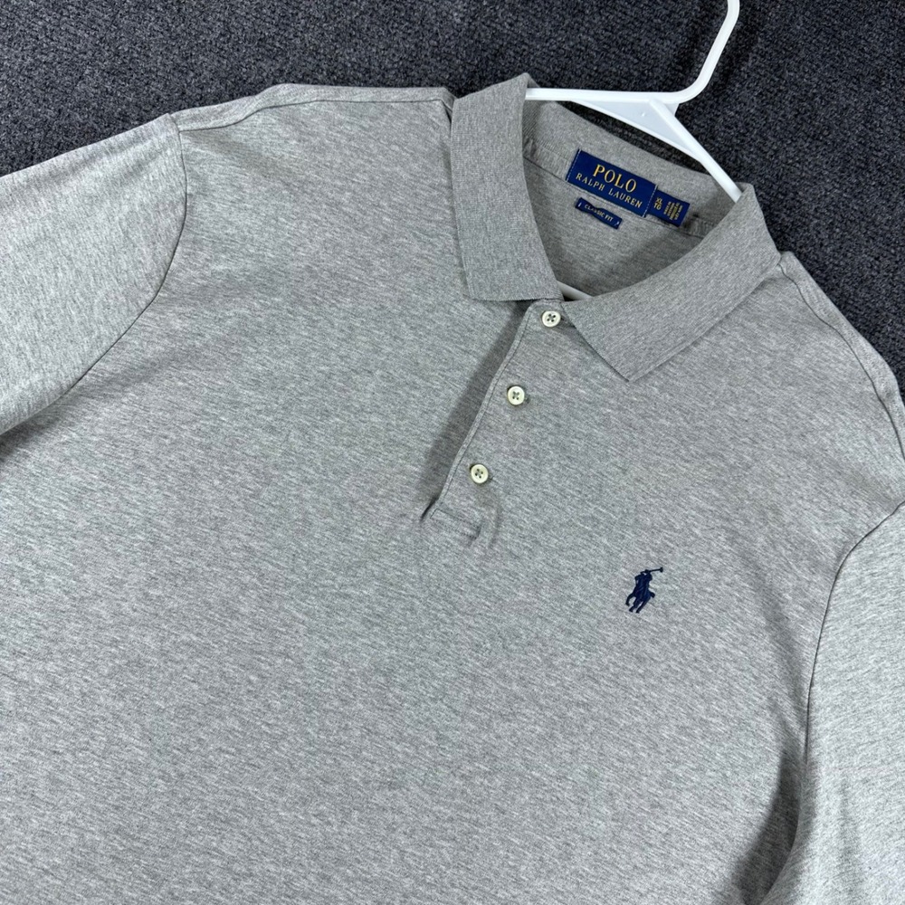 Polo Ralph Lauren Polo Shirt Mens XL Extra Large Grey Classic Fit Cotton Jersey